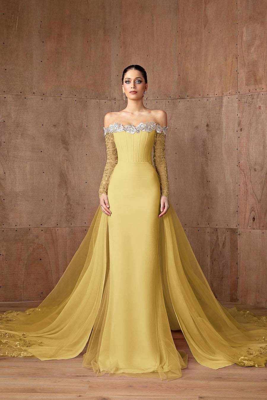Strapless Long Sleeves Mermaid Long Formal Dress With Appliques