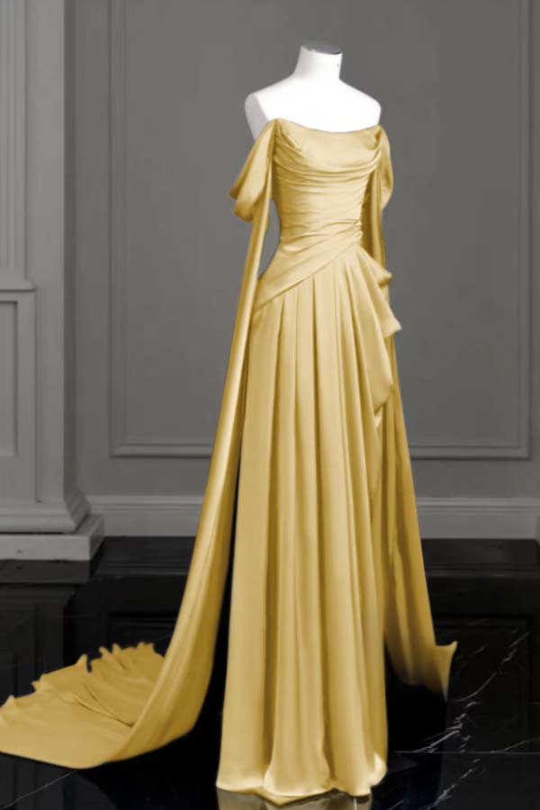 Off the Shoulder Strapless Sleeveless Long Formal Dress With Pleated