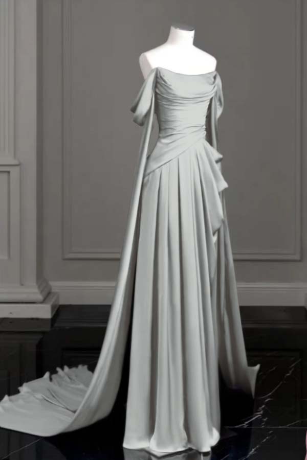 Off the Shoulder Strapless Sleeveless Long Formal Dress With Pleated