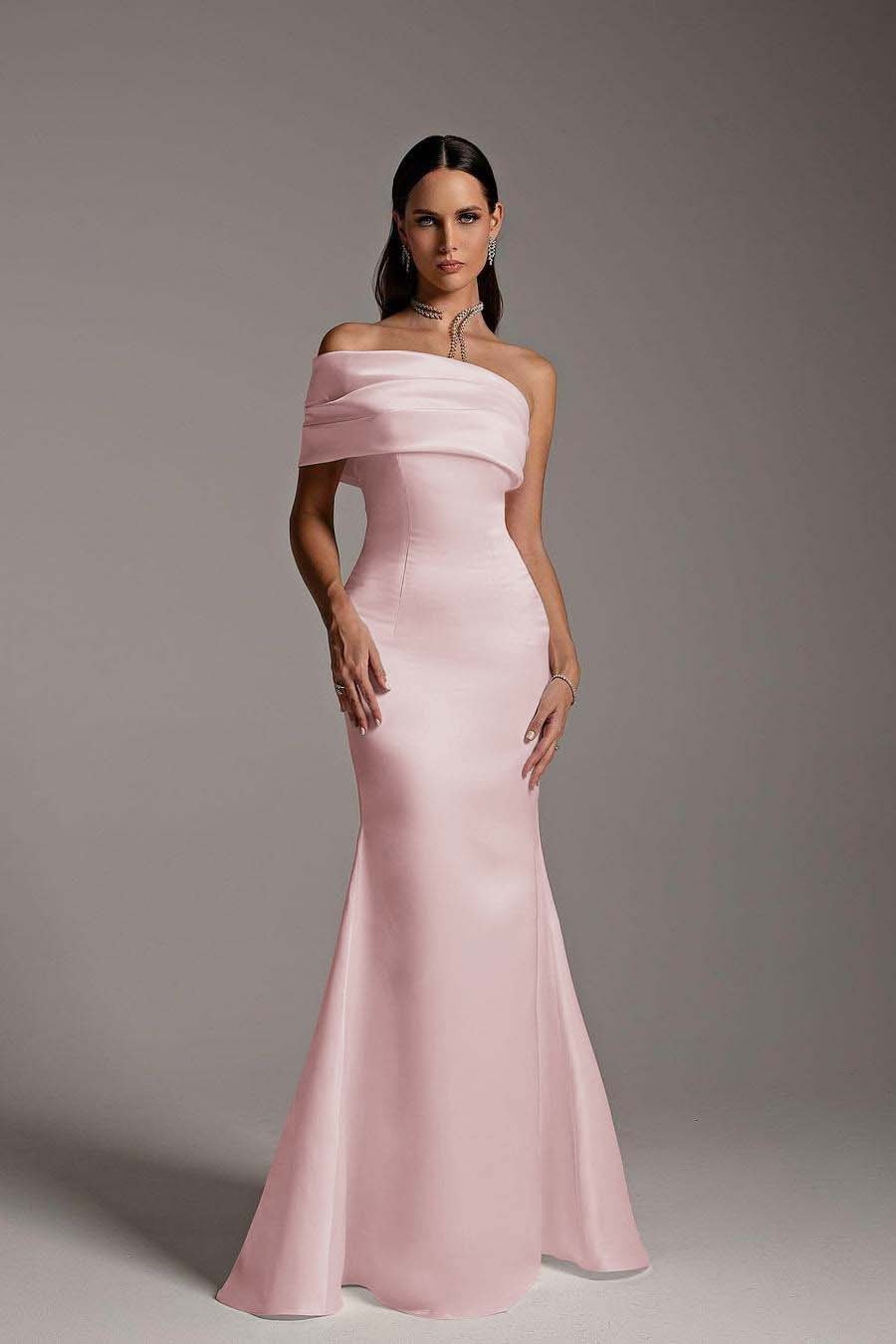 One Shoulder Sleeveless Mermaid Long Formal Dress With Ruffles