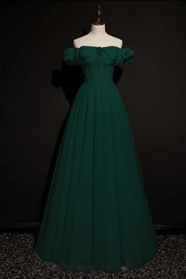 Off the Shoulder Strapless Sleeveless Long Formal Dress With Tulle