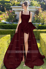 Straps Sleeveless Long Mermaid Split Formal Dress With Beading