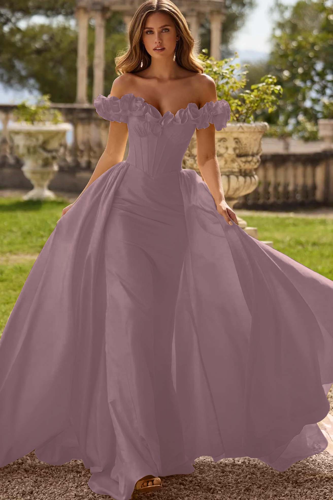 Off the Shoulder Sleeveless Long Mermaid Formal Dress With Pleated