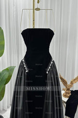 Black Strapless Sleeveless Long Formal Dress With Pleated Beading