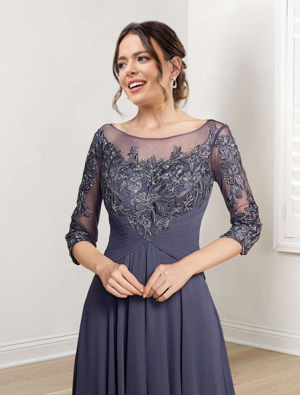 A Line Princess Scoop Floor Length Mother Of The Bride Dresses