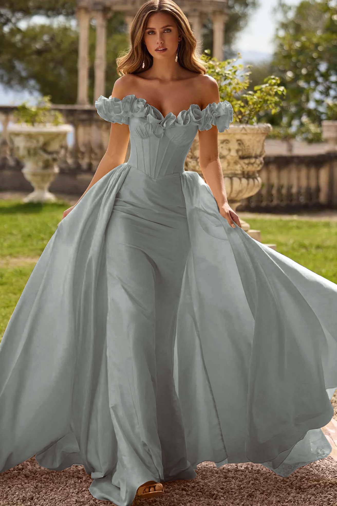 Off the Shoulder Sleeveless Long Mermaid Formal Dress With Pleated