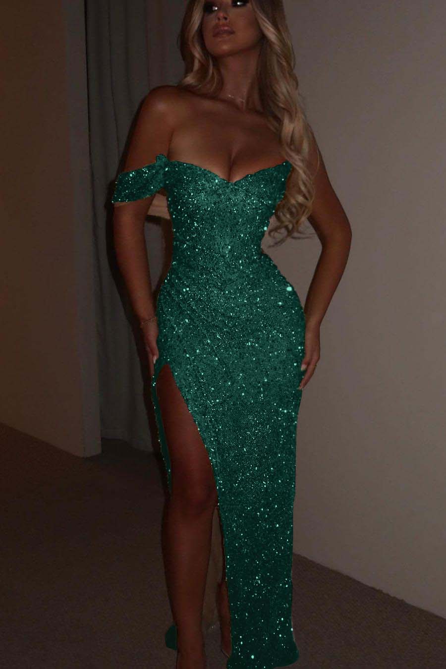 One Shoulder Strapless Sleeveless Long Mermaid Formal Dress With Split