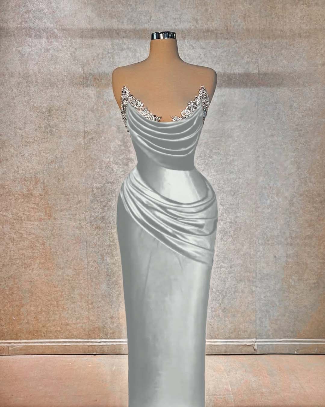 Chic Strapless Sleeveless Long Formal Dress With Beading Pleated