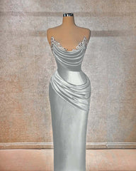 Chic Strapless Sleeveless Long Formal Dress With Beading Pleated