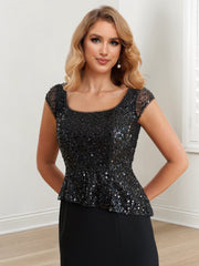 Sheath Column Square Neck Floor Length Mother Of The Bride Dresses