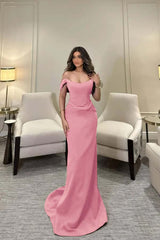 Off The Shoulder Sleeveless Long Mermaid Formal Dress With Pleated