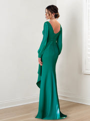Sheath Column Scoop Long Sleeves Mother Of The Bride Dresses
