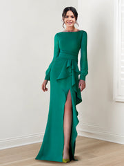 Sheath Column Scoop Long Sleeves Mother Of The Bride Dresses