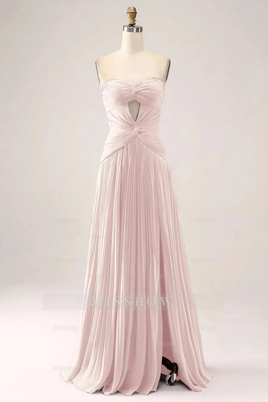 Gorgeous Fuchsia Strapless Cut Out Draped Pleated Formal Dress