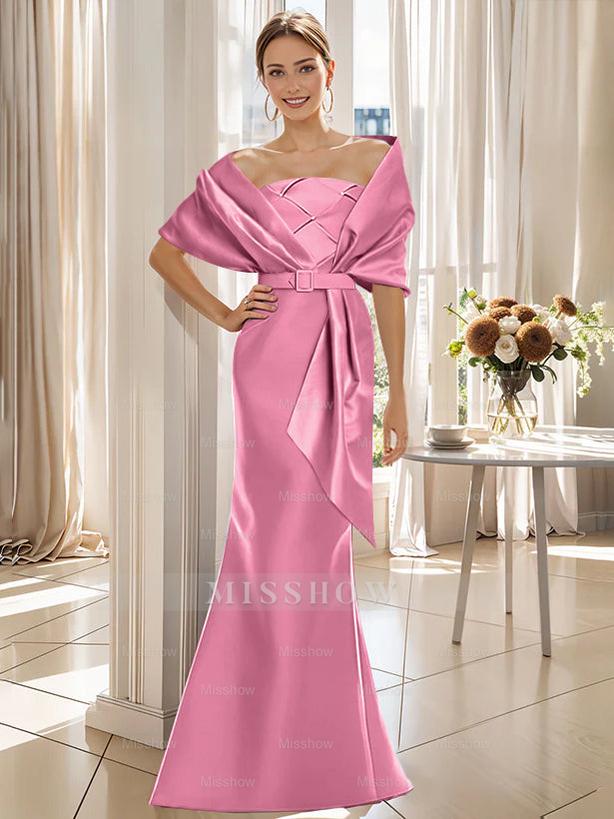 2-Piece Floor-Length Trumpet Dresses for Mother of the Bride & Groom with Wrap