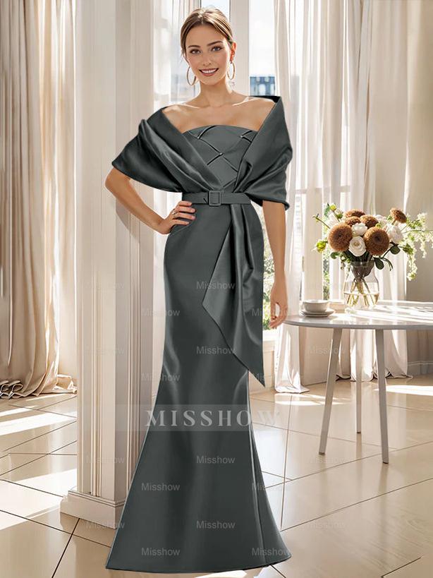 2-Piece Floor-Length Trumpet Dresses for Mother of the Bride & Groom with Wrap