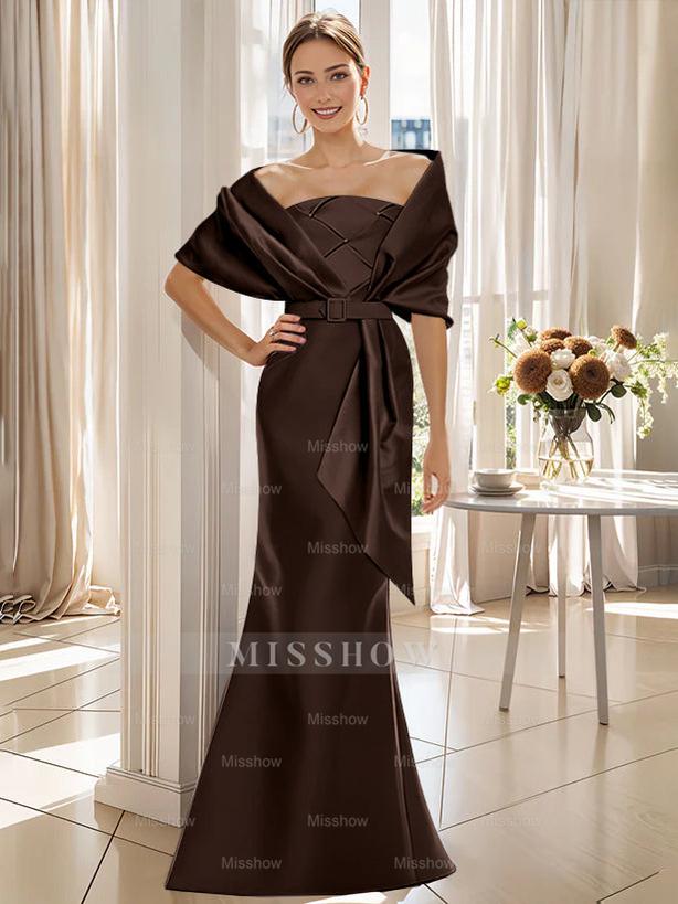 2-Piece Floor-Length Trumpet Dresses for Mother of the Bride & Groom with Wrap