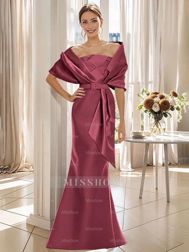 2-Piece Floor-Length Trumpet Dresses for Mother of the Bride & Groom with Wrap