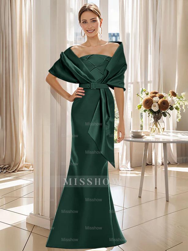 2-Piece Floor-Length Trumpet Dresses for Mother of the Bride & Groom with Wrap