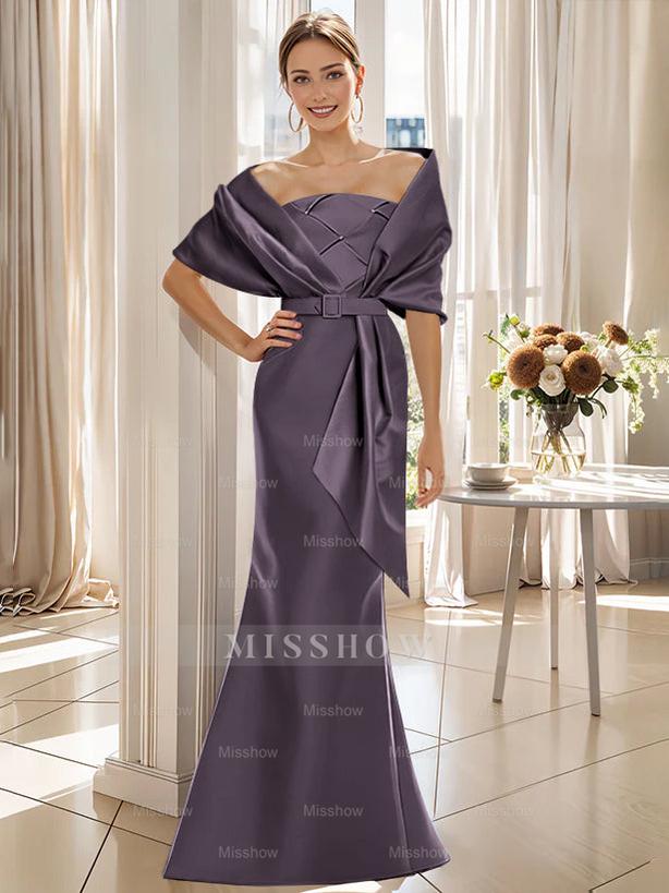 2-Piece Floor-Length Trumpet Dresses for Mother of the Bride & Groom with Wrap