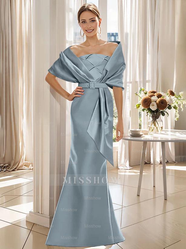 2-Piece Floor-Length Trumpet Dresses for Mother of the Bride & Groom with Wrap
