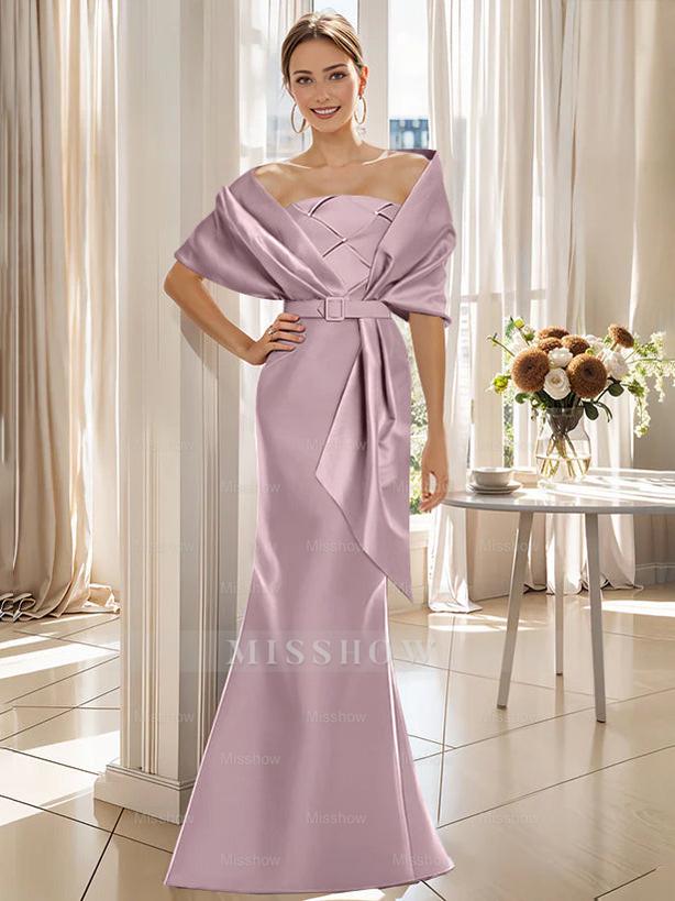 2-Piece Floor-Length Trumpet Dresses for Mother of the Bride & Groom with Wrap