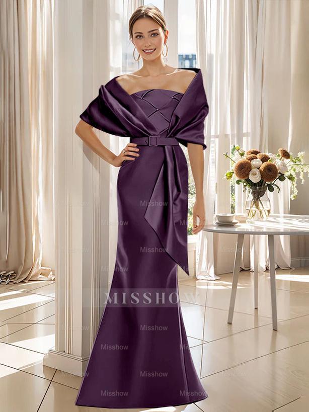 2-Piece Floor-Length Trumpet Dresses for Mother of the Bride & Groom with Wrap