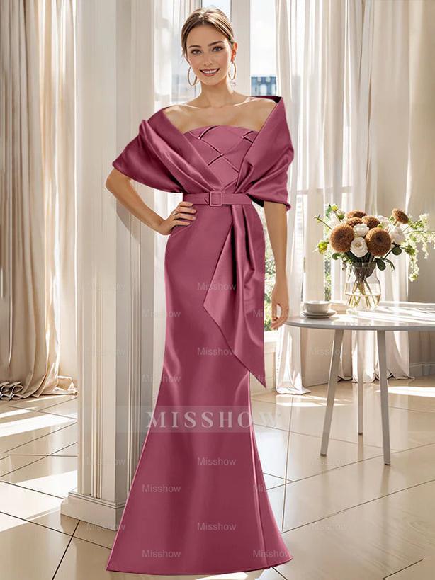 2-Piece Floor-Length Trumpet Dresses for Mother of the Bride & Groom with Wrap