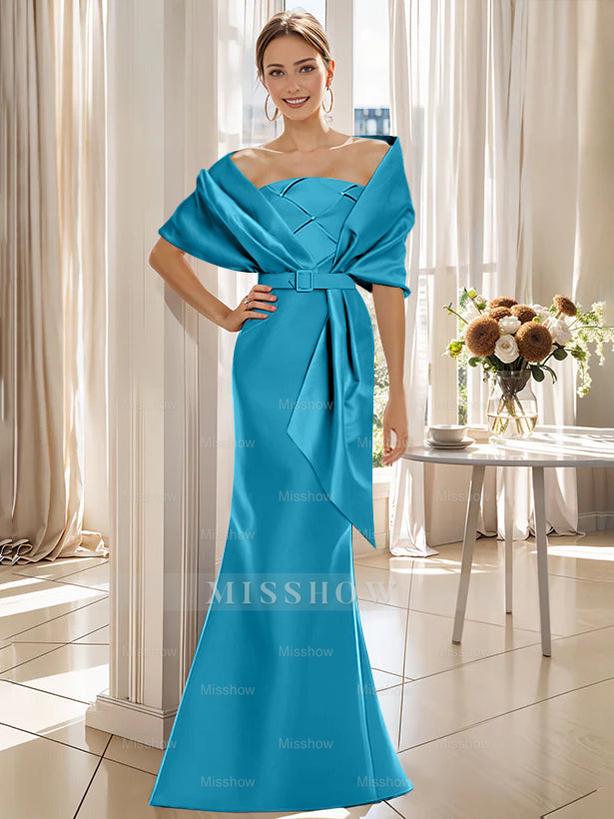 2-Piece Floor-Length Trumpet Dresses for Mother of the Bride & Groom with Wrap