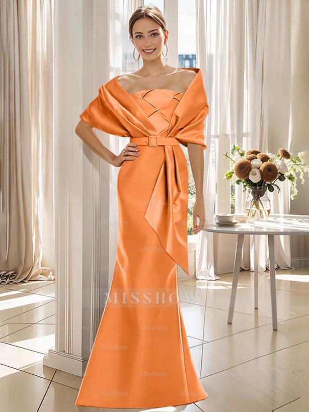 2-Piece Floor-Length Trumpet Dresses for Mother of the Bride & Groom with Wrap