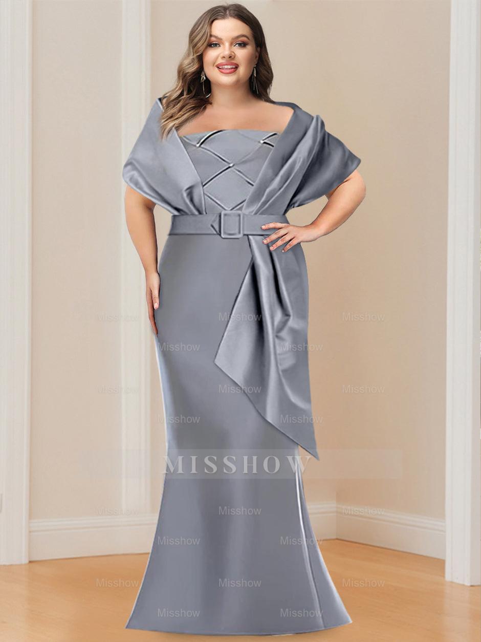 2-Piece Floor-Length Trumpet Dresses for Mother of the Bride & Groom with Wrap