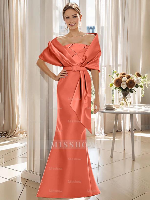 2-Piece Floor-Length Trumpet Dresses for Mother of the Bride & Groom with Wrap