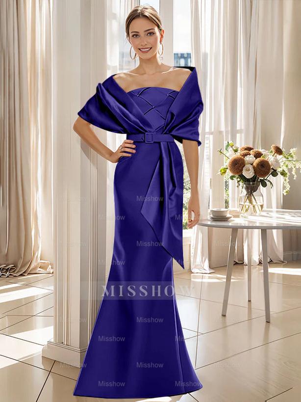 2-Piece Floor-Length Trumpet Dresses for Mother of the Bride & Groom with Wrap