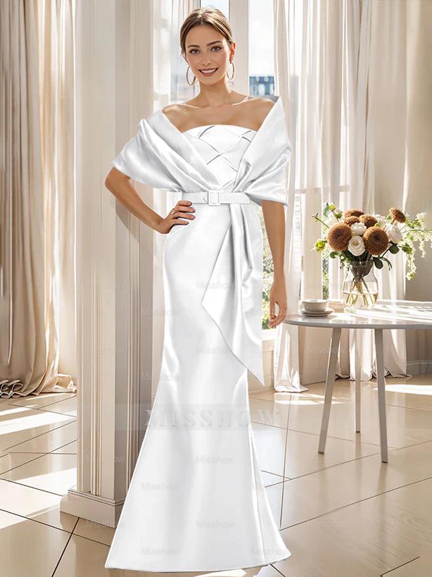 2-Piece Floor-Length Trumpet Dresses for Mother of the Bride & Groom with Wrap