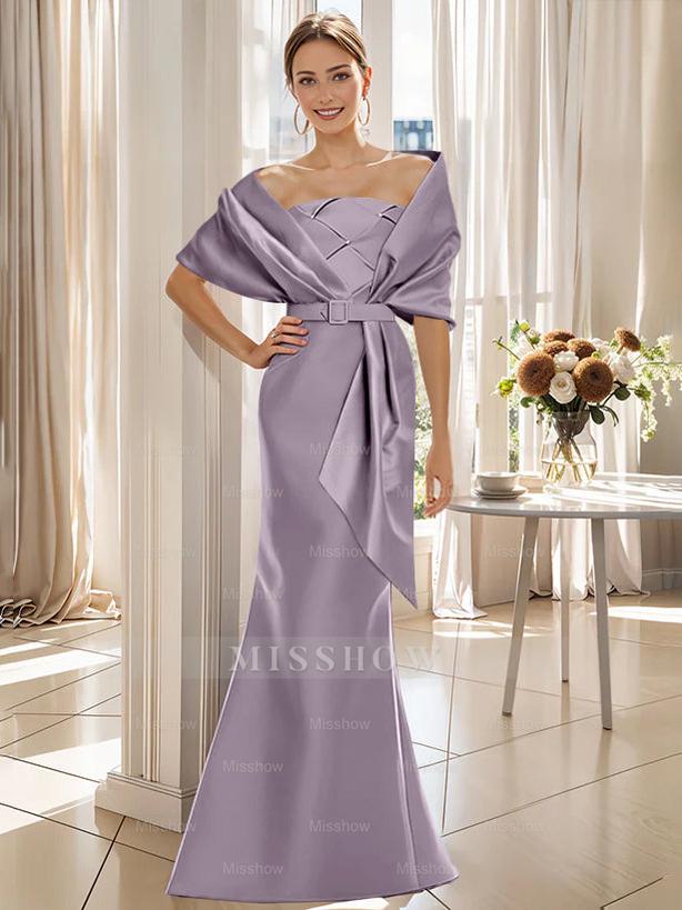 2-Piece Floor-Length Trumpet Dresses for Mother of the Bride & Groom with Wrap