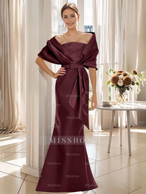 2-Piece Floor-Length Trumpet Dresses for Mother of the Bride & Groom with Wrap
