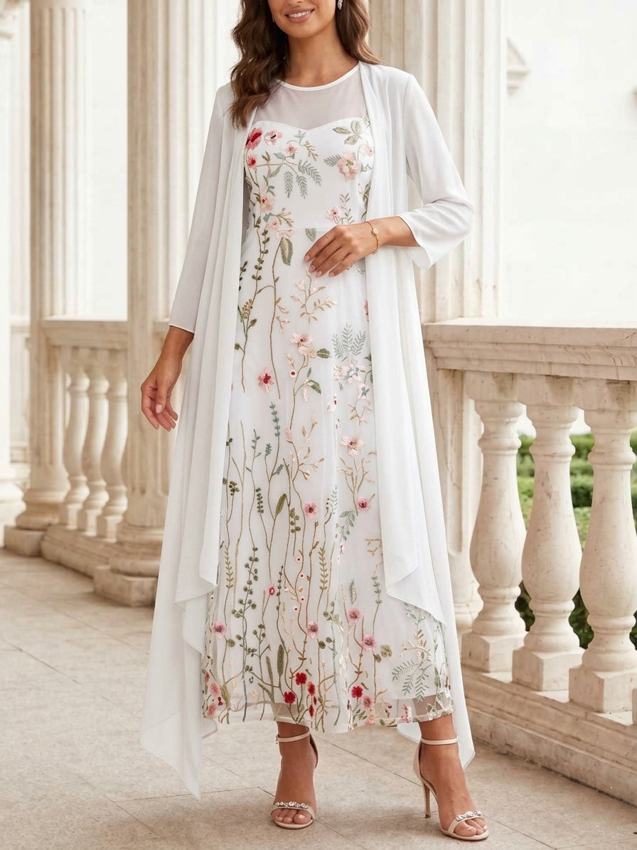 lace dress with chiffon jacket Long Chiffon Jacket Dress Coral Julianna Lace Dress Chiffon Jacket Roman UK