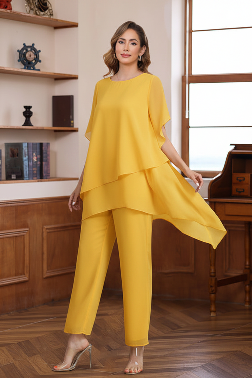 2 Pieces Scoop Half Sleeves Ankle-Length Mother of the Bride & Groom Pantsuits