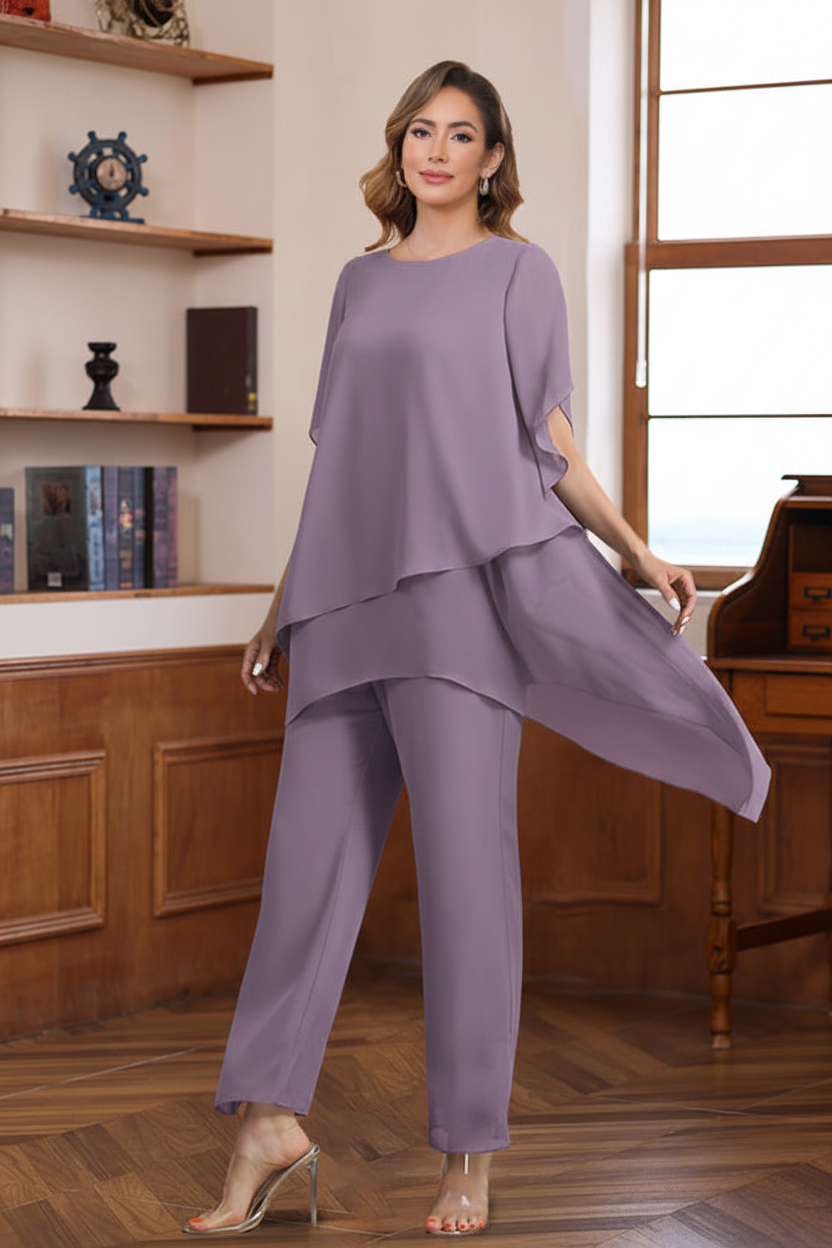 2 Pieces Scoop Half Sleeves Ankle-Length Mother of the Bride & Groom Pantsuits