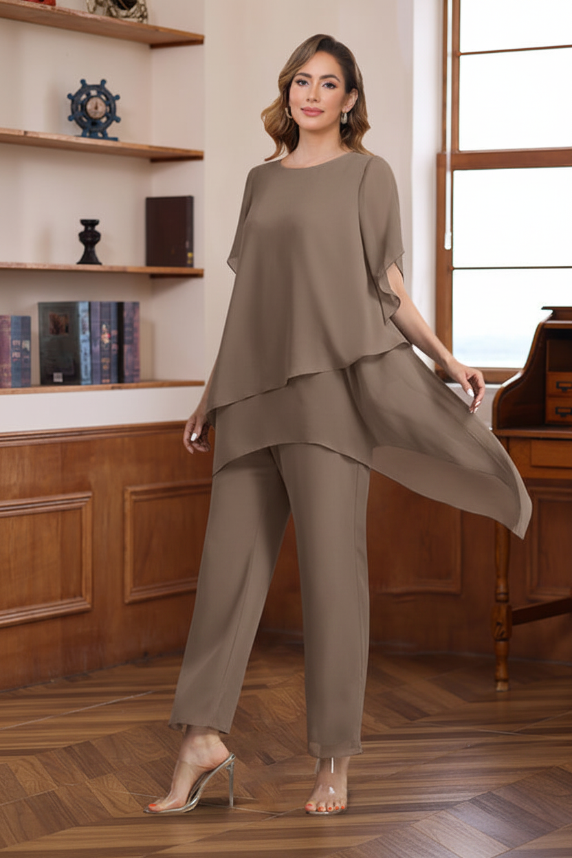 2 Pieces Scoop Half Sleeves Ankle-Length Mother of the Bride & Groom Pantsuits