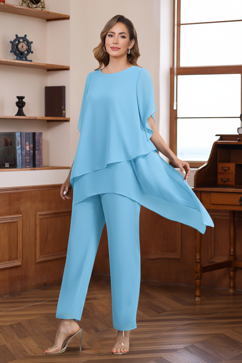 2 Pieces Scoop Half Sleeves Ankle-Length Mother of the Bride & Groom Pantsuits