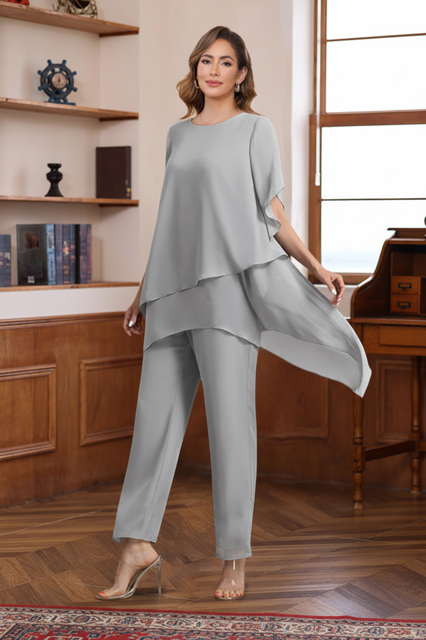 2 Pieces Scoop Half Sleeves Ankle-Length Mother of the Bride & Groom Pantsuits