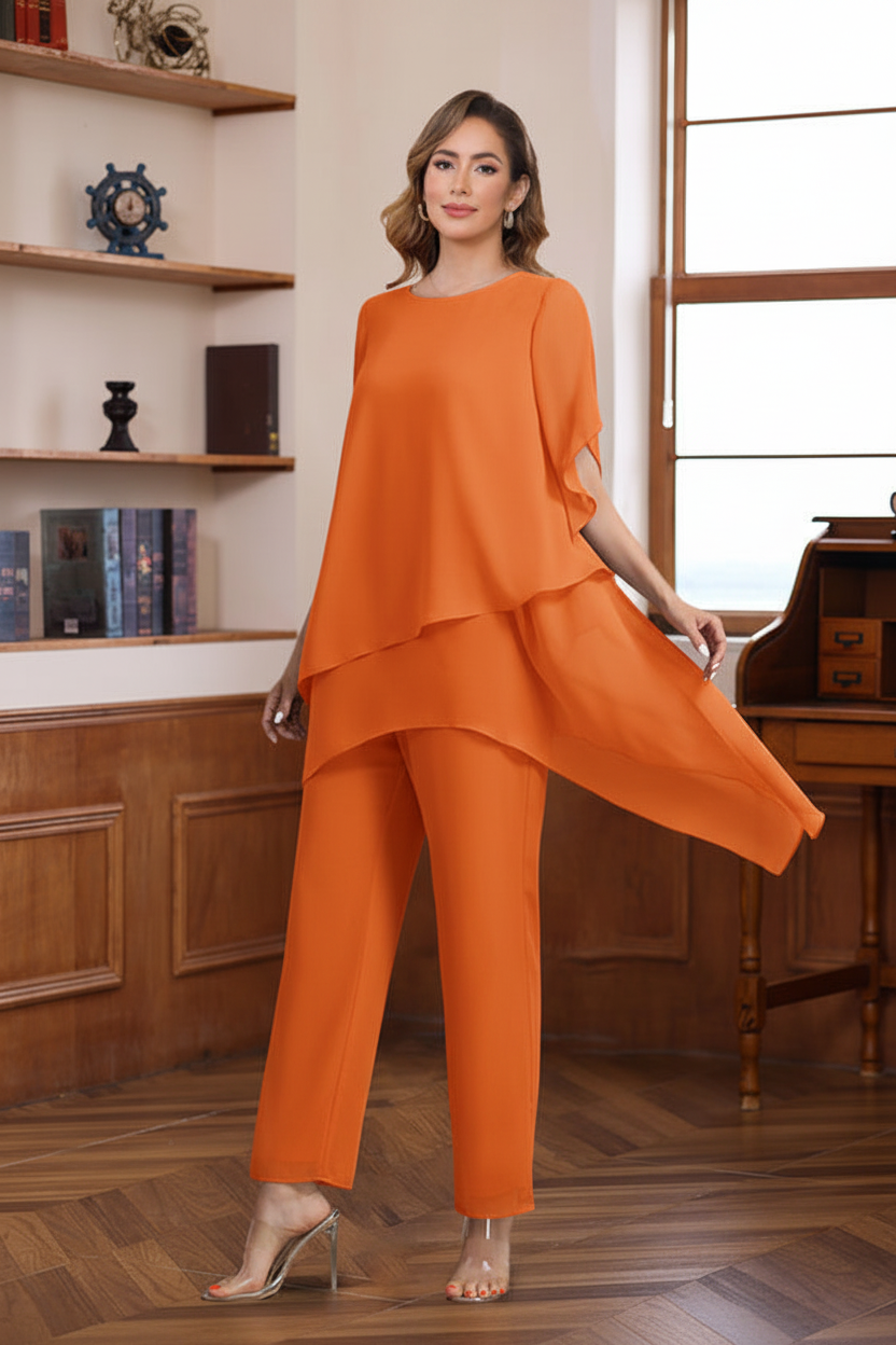 2 Pieces Scoop Half Sleeves Ankle-Length Mother of the Bride & Groom Pantsuits
