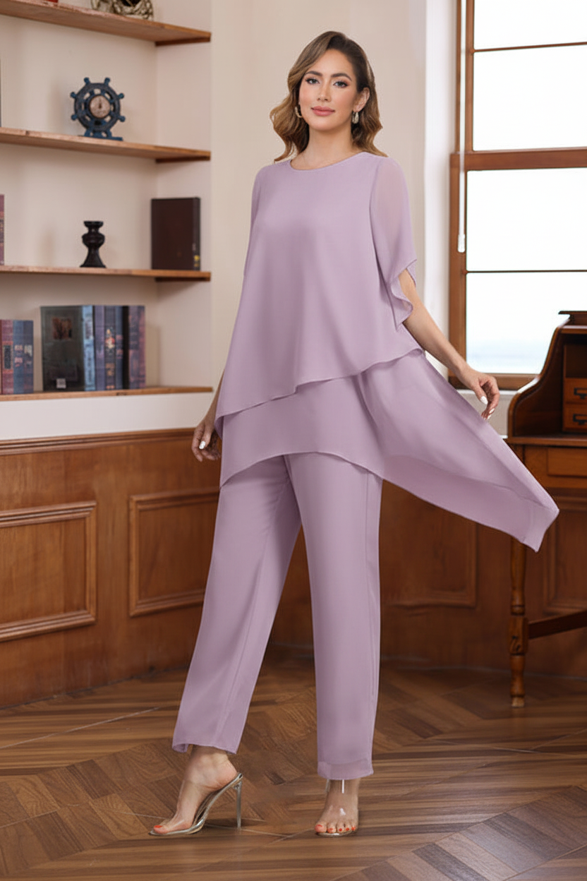 2 Pieces Scoop Half Sleeves Ankle-Length Mother of the Bride & Groom Pantsuits