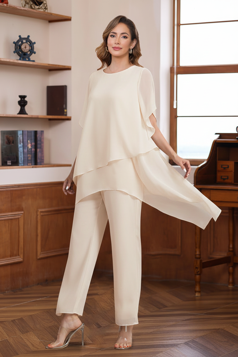 2 Pieces Scoop Half Sleeves Ankle-Length Mother of the Bride & Groom Pantsuits