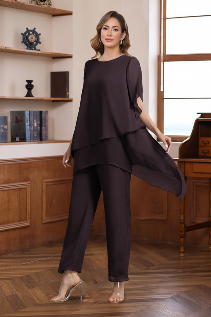 2 Pieces Scoop Half Sleeves Ankle-Length Mother of the Bride & Groom Pantsuits