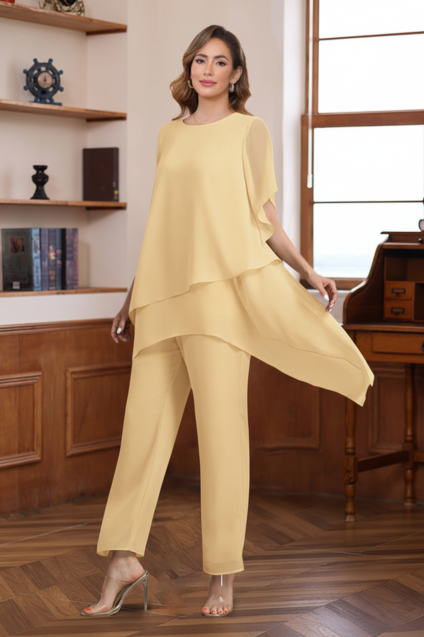 2 Pieces Scoop Half Sleeves Ankle-Length Mother of the Bride & Groom Pantsuits