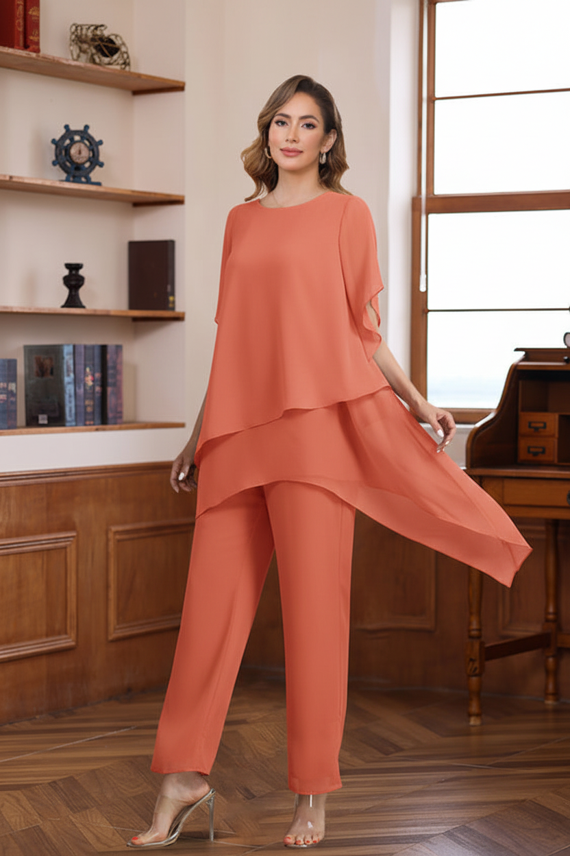 2 Pieces Scoop Half Sleeves Ankle-Length Mother of the Bride & Groom Pantsuits