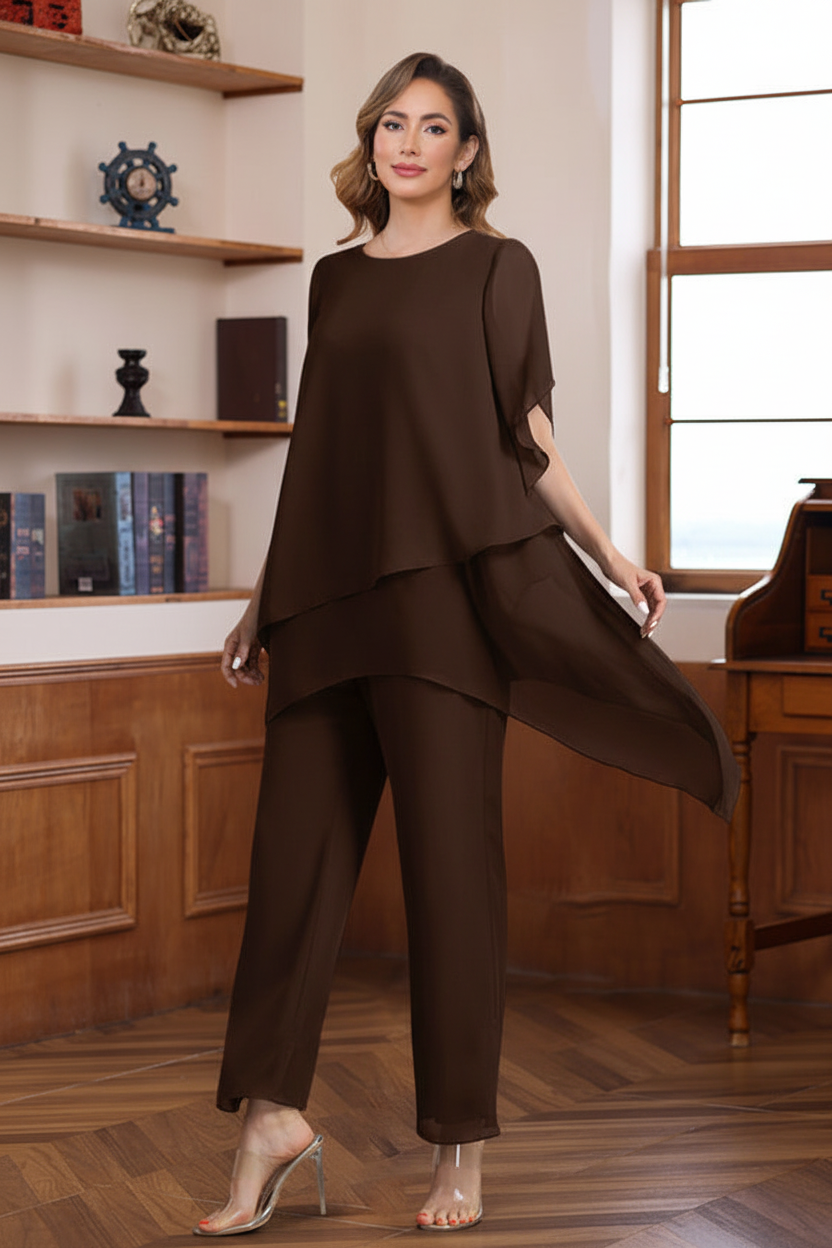 2 Pieces Scoop Half Sleeves Ankle-Length Mother of the Bride & Groom Pantsuits