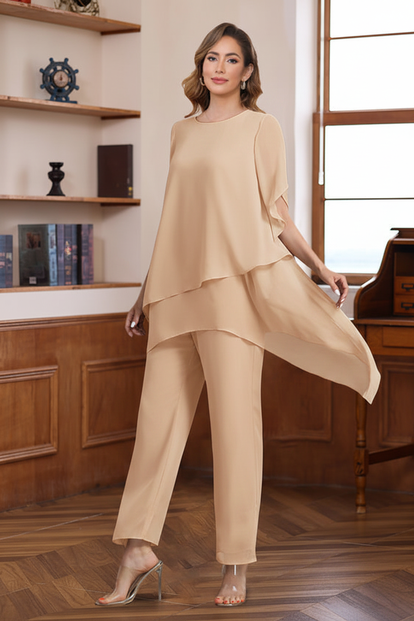 2 Pieces Scoop Half Sleeves Ankle-Length Mother of the Bride & Groom Pantsuits